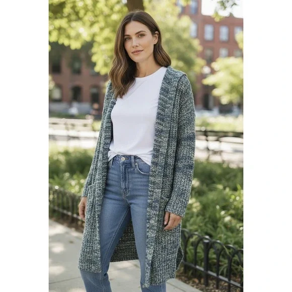 *Flawed Sundance Long Cardigan Sweater Space Dye Duster Hooded Wool Blend Small - Picture 16 of 16